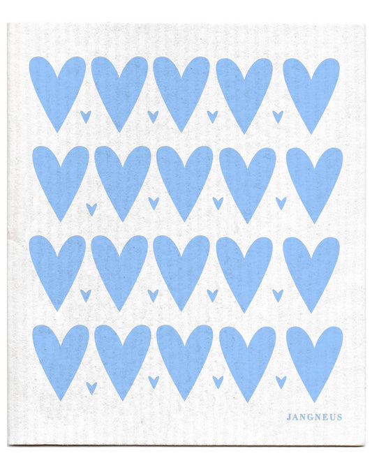 swedish dish cloth with blue heart print