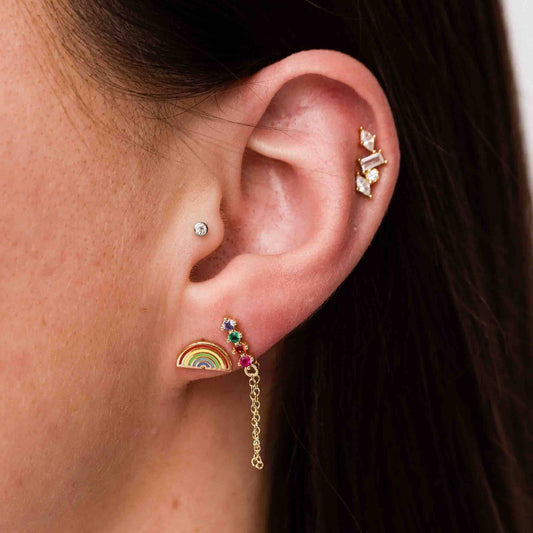 Rainbow Enamel Stud Earrings