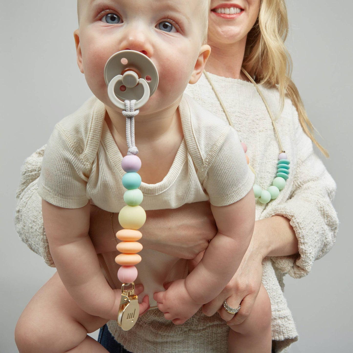 Rainbow Sherbet Mini Pacifier Clip