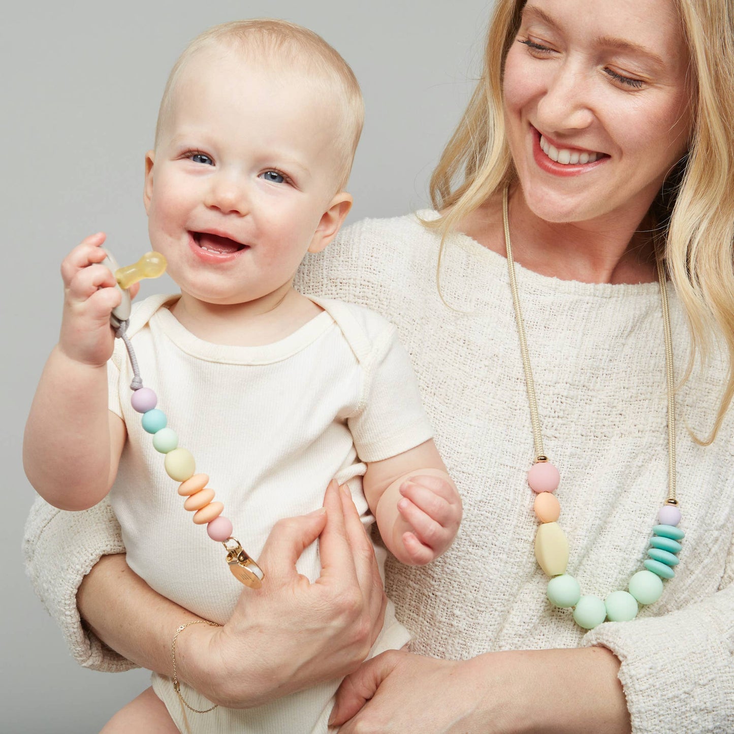 Rainbow Sherbet Mini Pacifier Clip