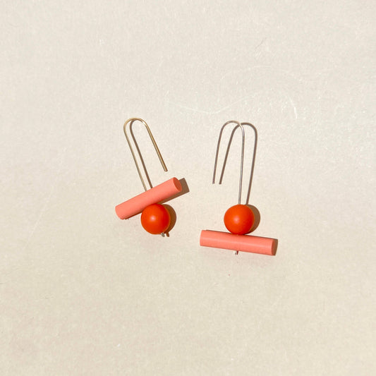 Olivia Mini Earrings - Coral/Poppy