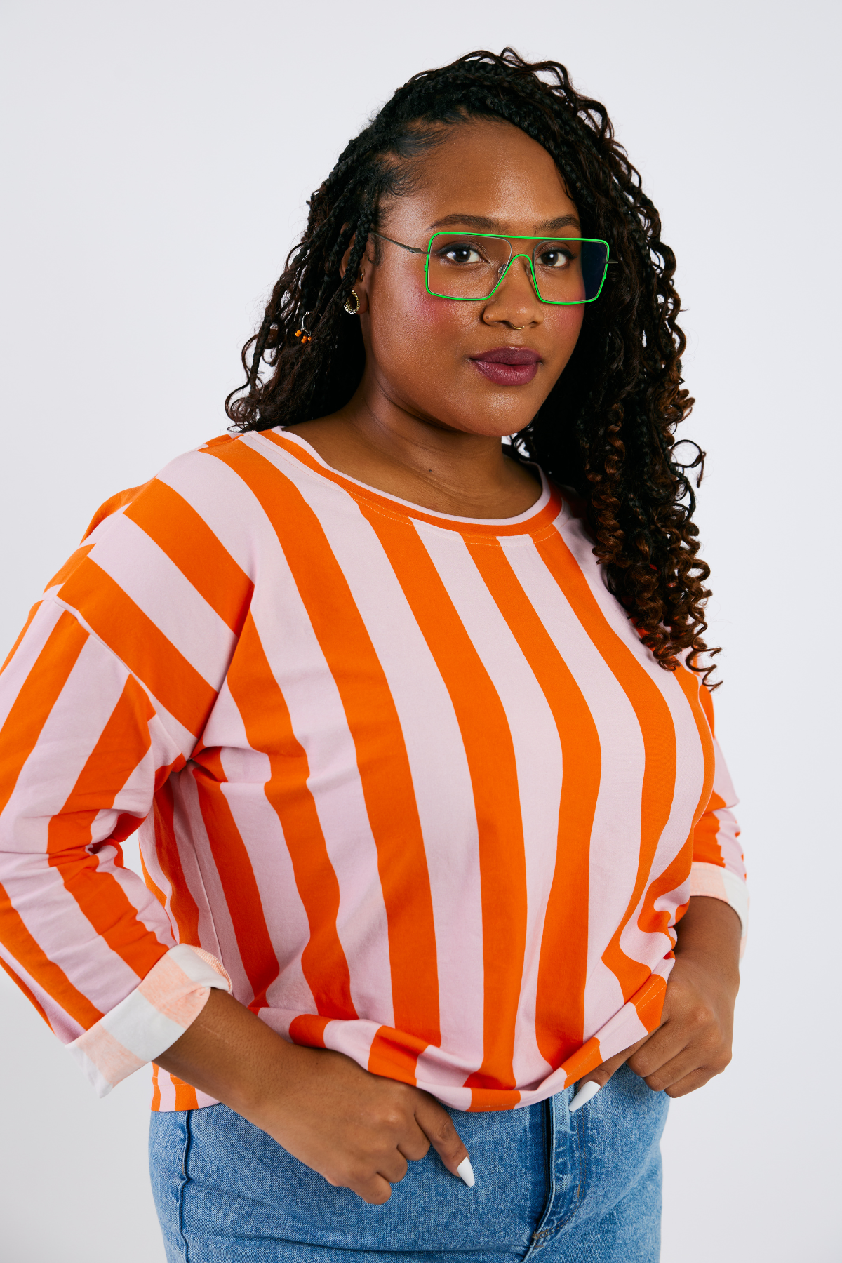 Grown-up Round Neck Tee - Sherbet Stripes