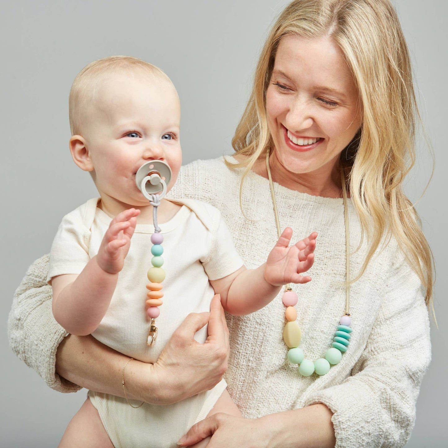 Rainbow Sherbet Mini Pacifier Clip