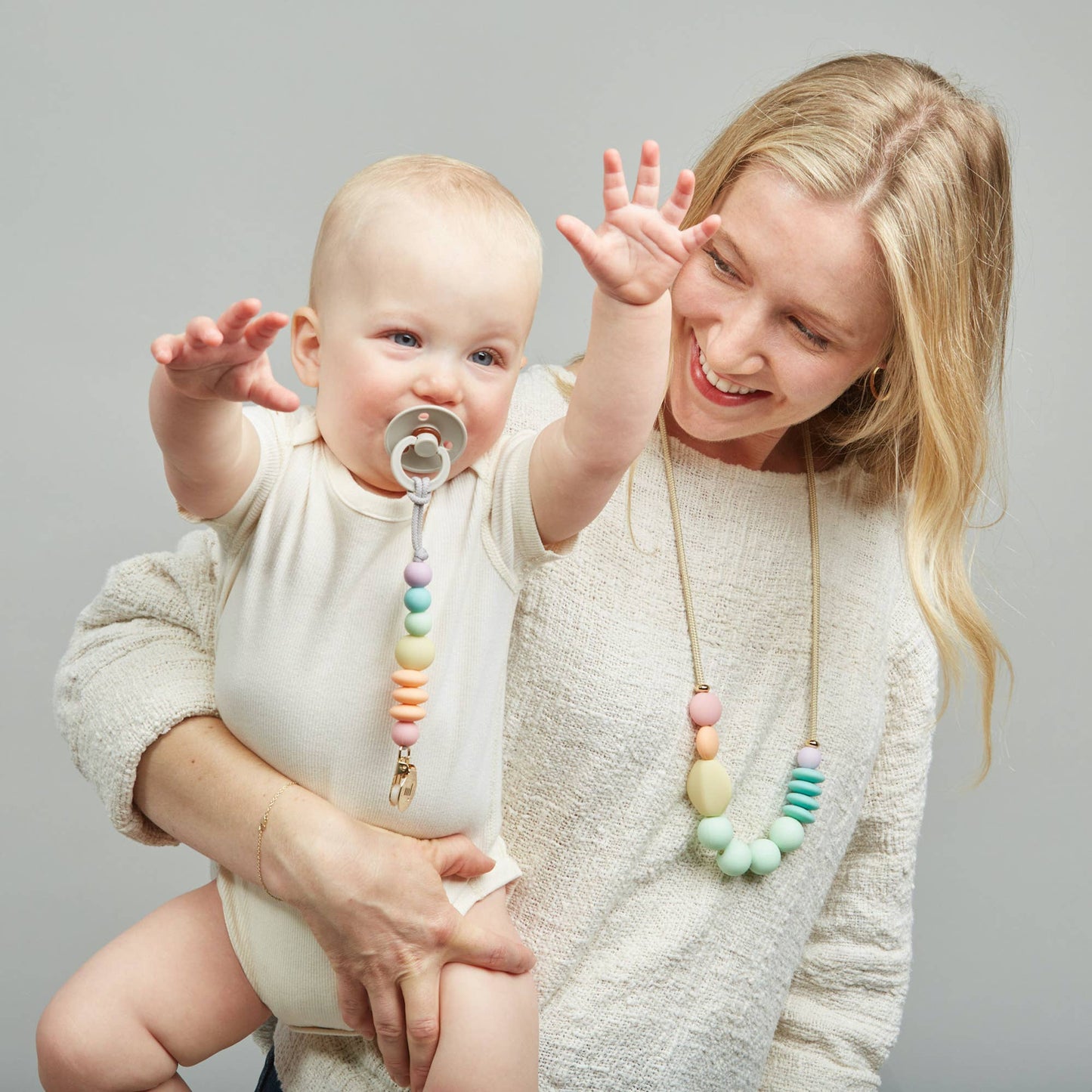 Rainbow Sherbet Mini Pacifier Clip