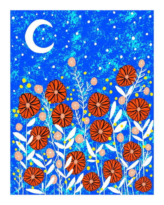 Andria Green - 8" X 10" Poppy Night Sky Art Print