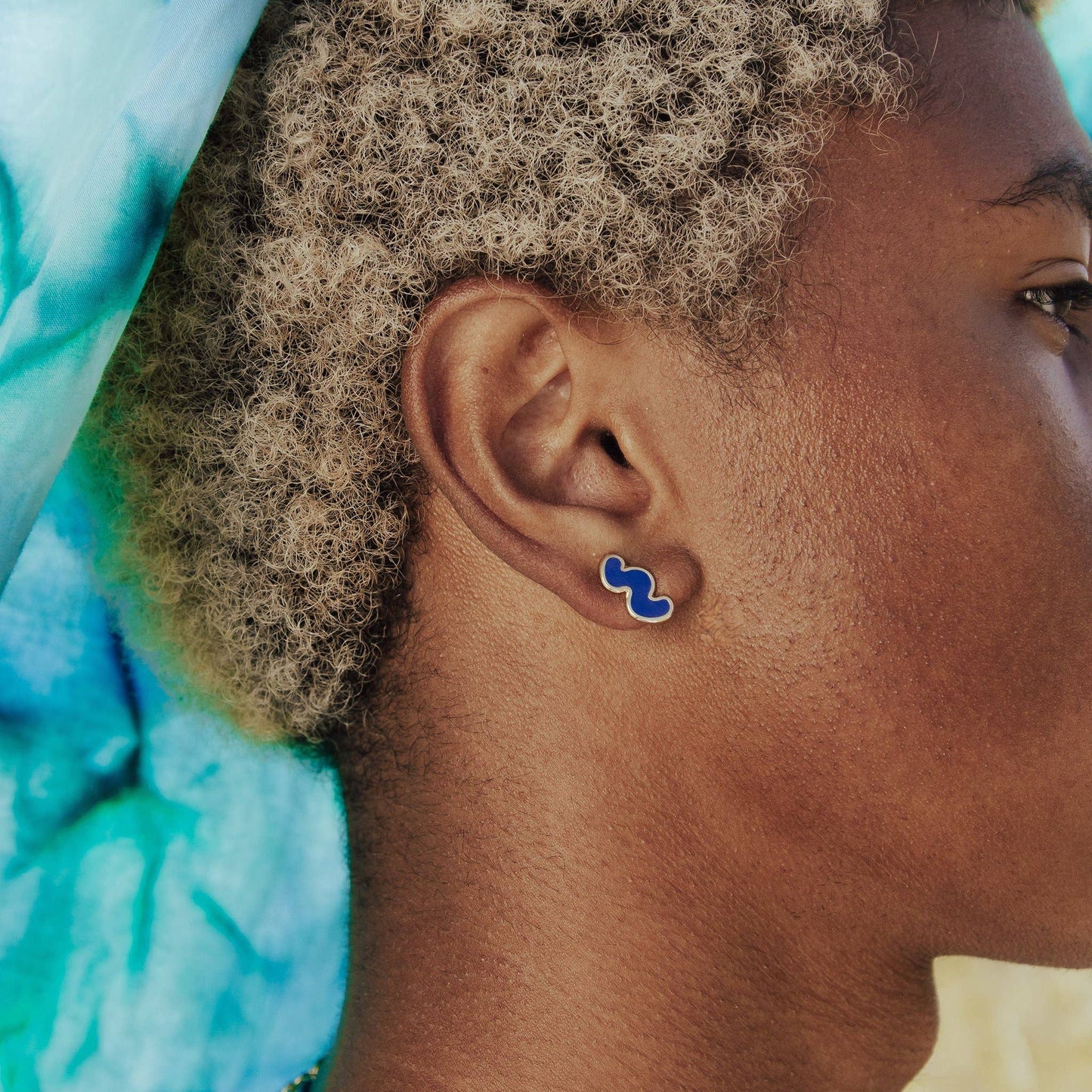 Blue Squiggle Post Earrings