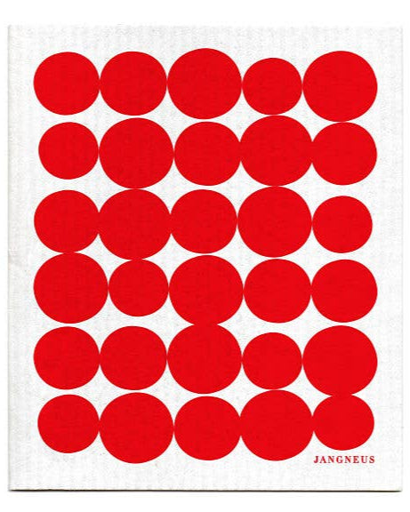 sustainable swedish dishcloth with red dot design