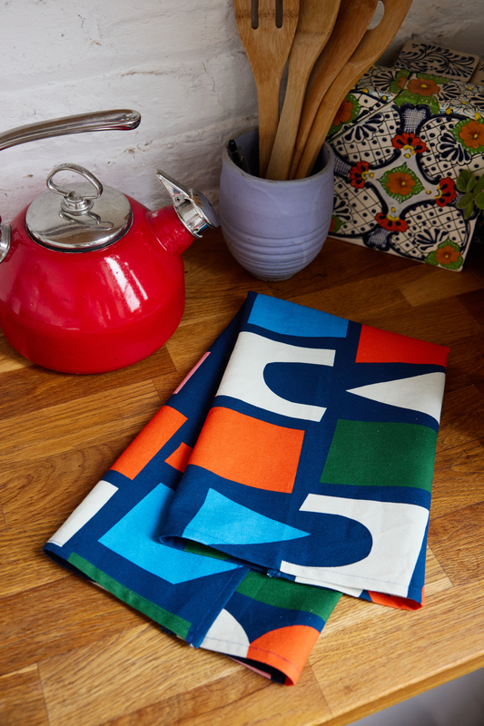 Organic Cotton Tea Towel - Shapes Ahoy