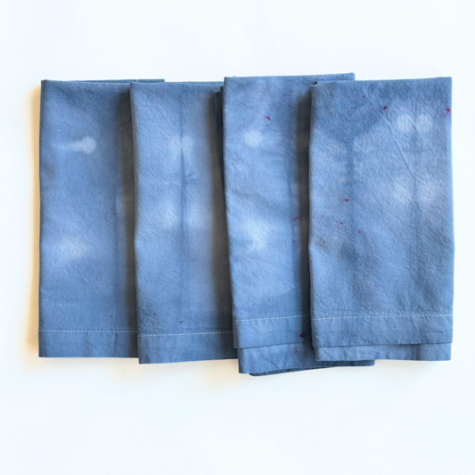 SET OF 4 - Hand-dyed Cotton Napkins - Blue Skies