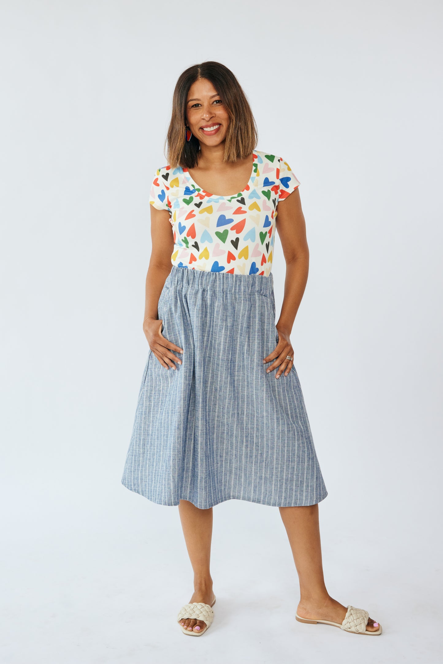 Grown-up Skirt - Blue Hemp Stripe