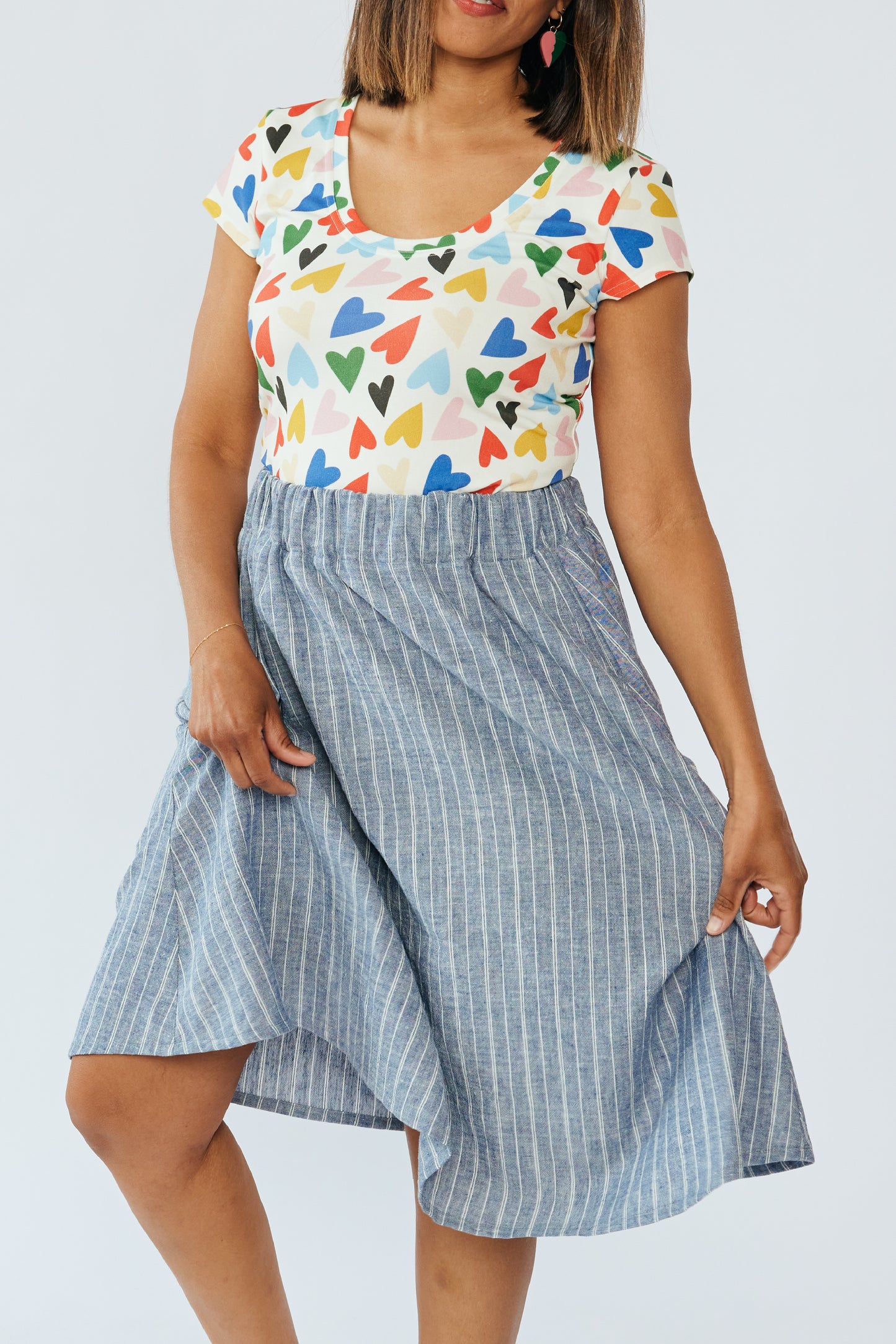 Grown-up Skirt - Blue Hemp Stripe
