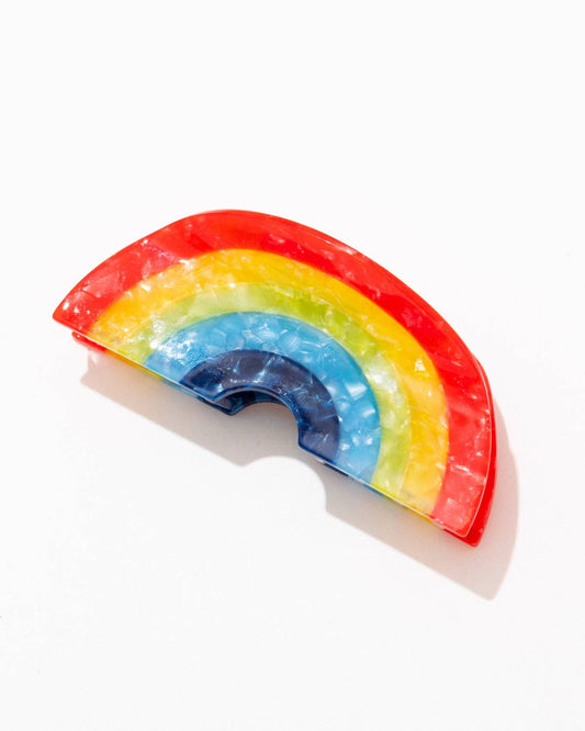rainbow hair claw clip made from eco-friendly cellulose acetate