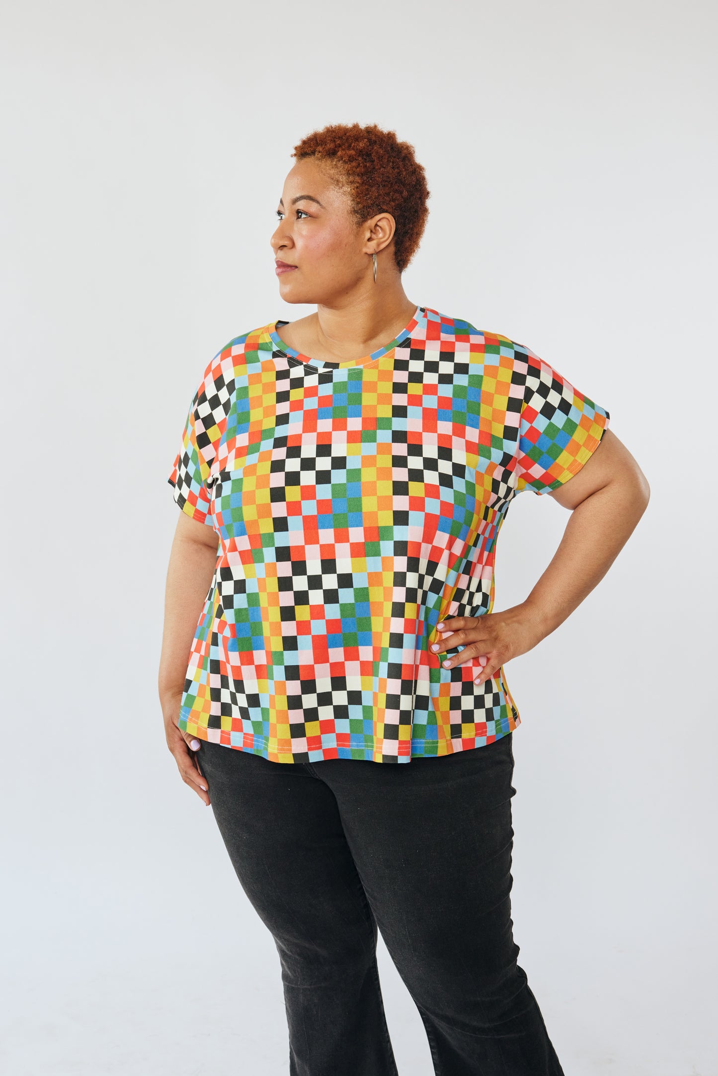 Short Sleeve Organic Every Day Top - Circus Checkers