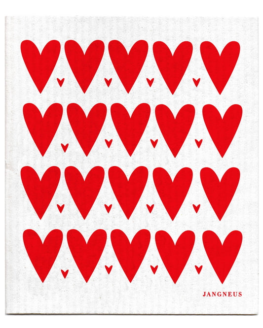 eco-friendly swedish dischloth with red heart design