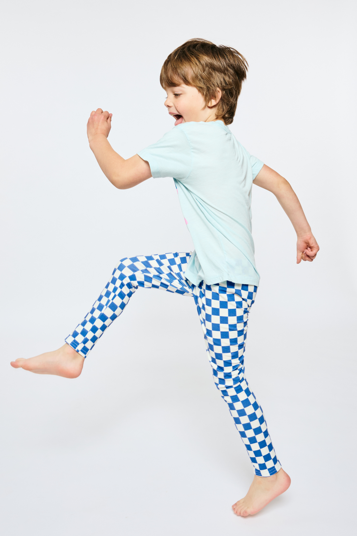 Baby & Kid Organic Leggings - Blue Checkers