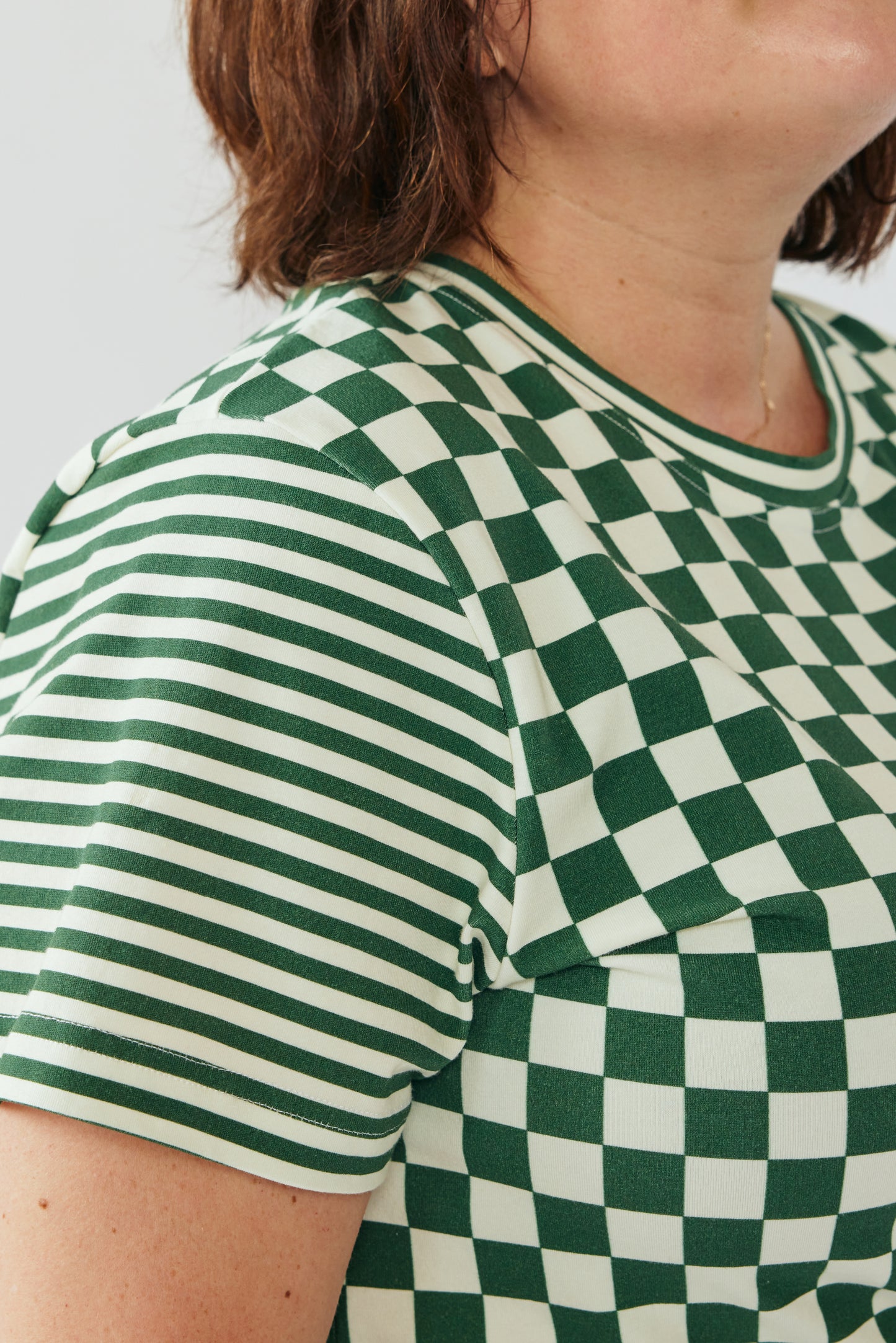 Grown-up Organic T-shirt - Green Checkers