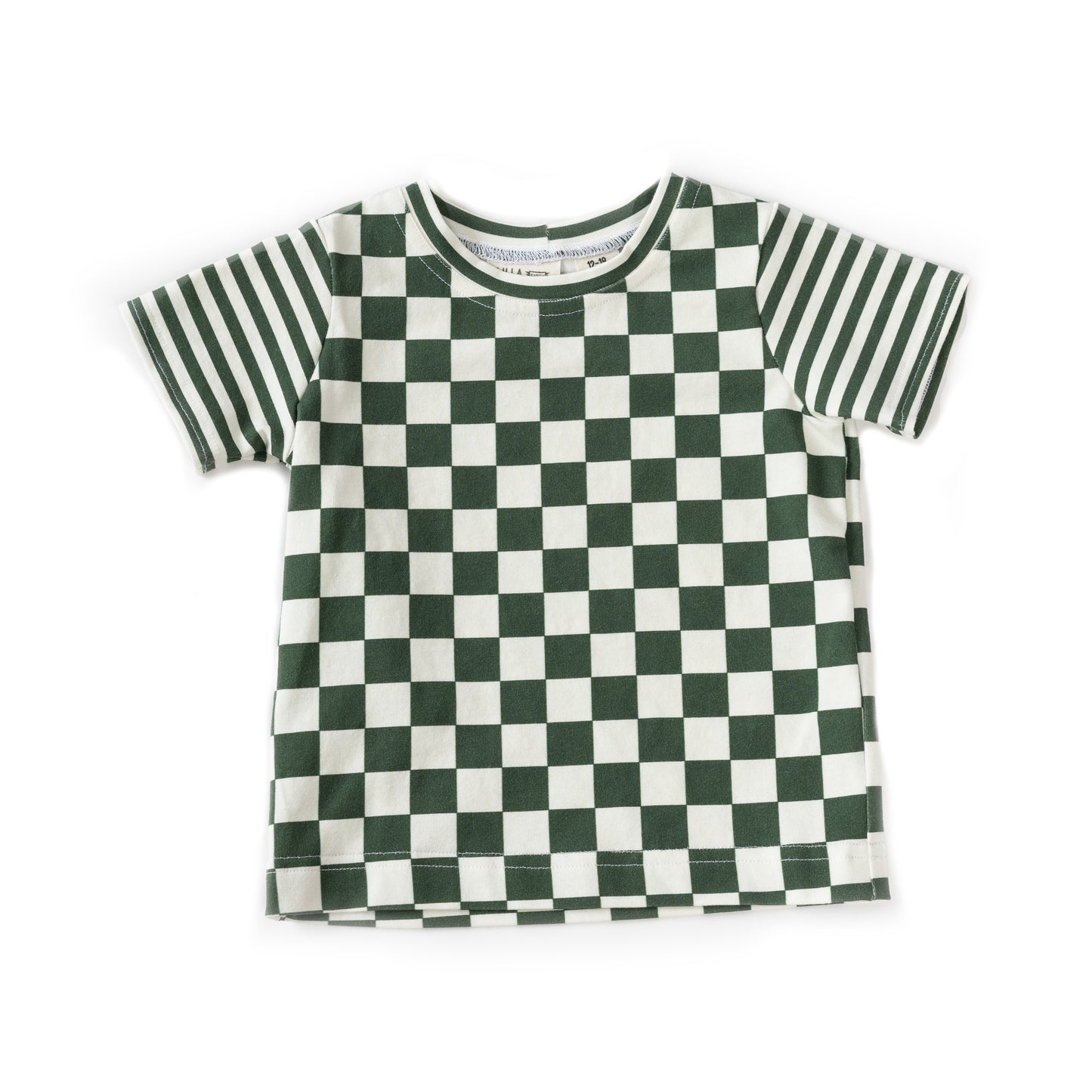 Baby & Kid Organic Tee - Green Checkers