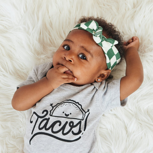 Organic Cotton Stretchy Headbands for Everyone | Green Checkers