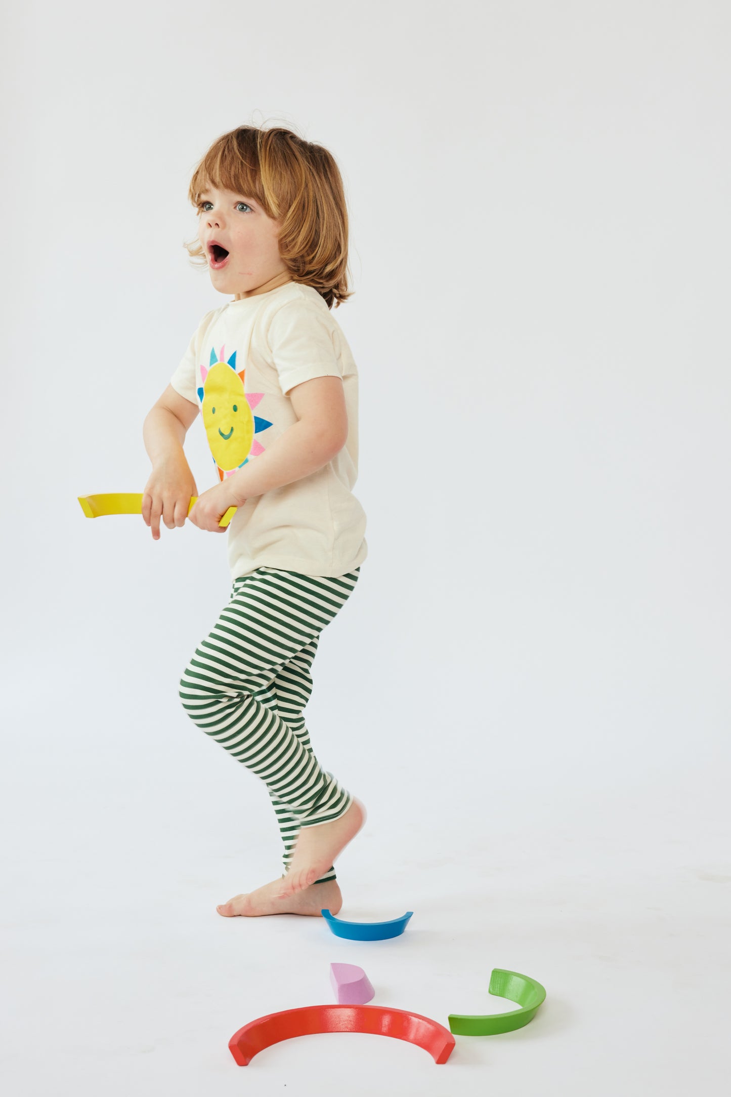 Baby & Kid Organic Leggings - Green Stripes