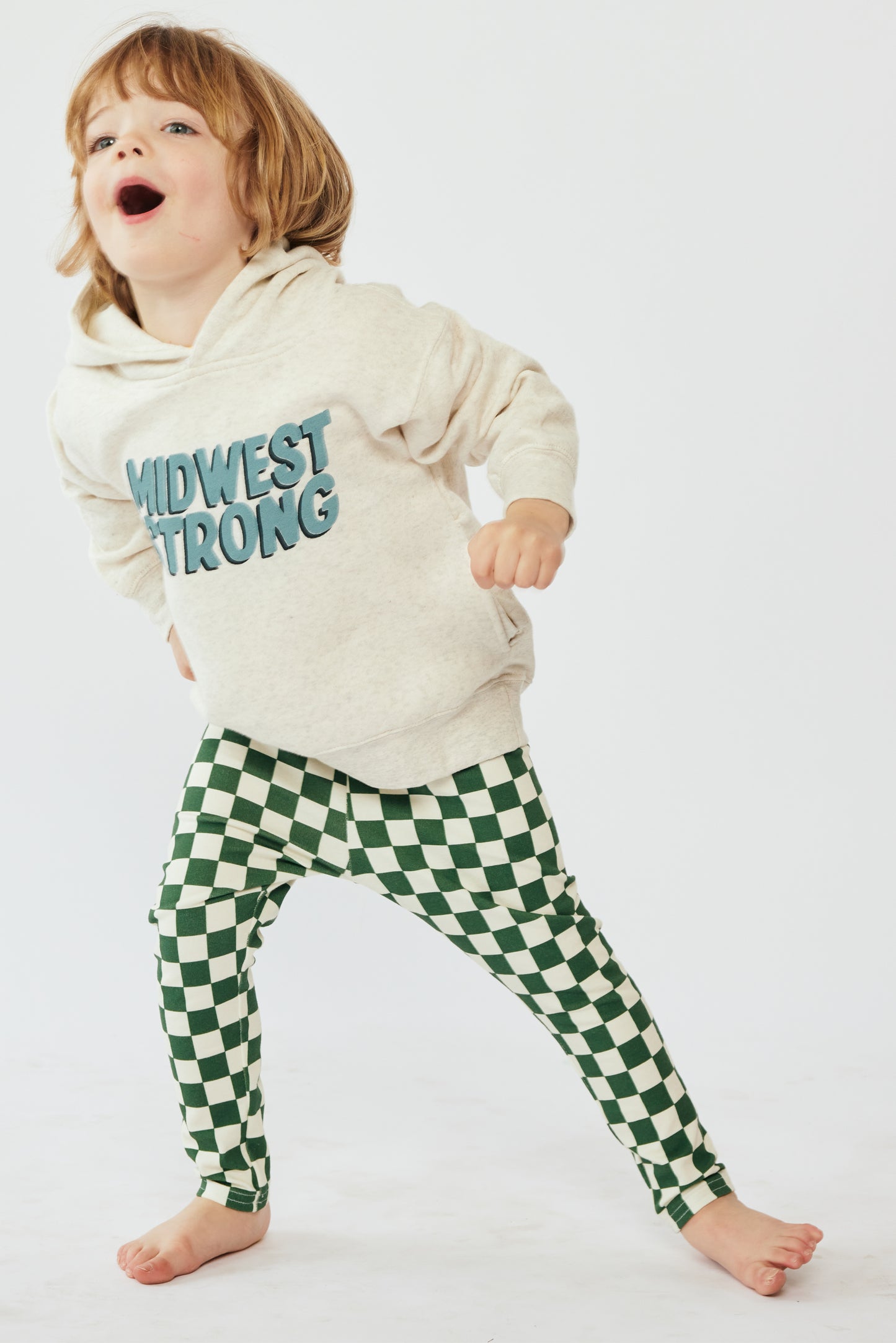 Baby & Kid Organic Leggings - Green Checkers