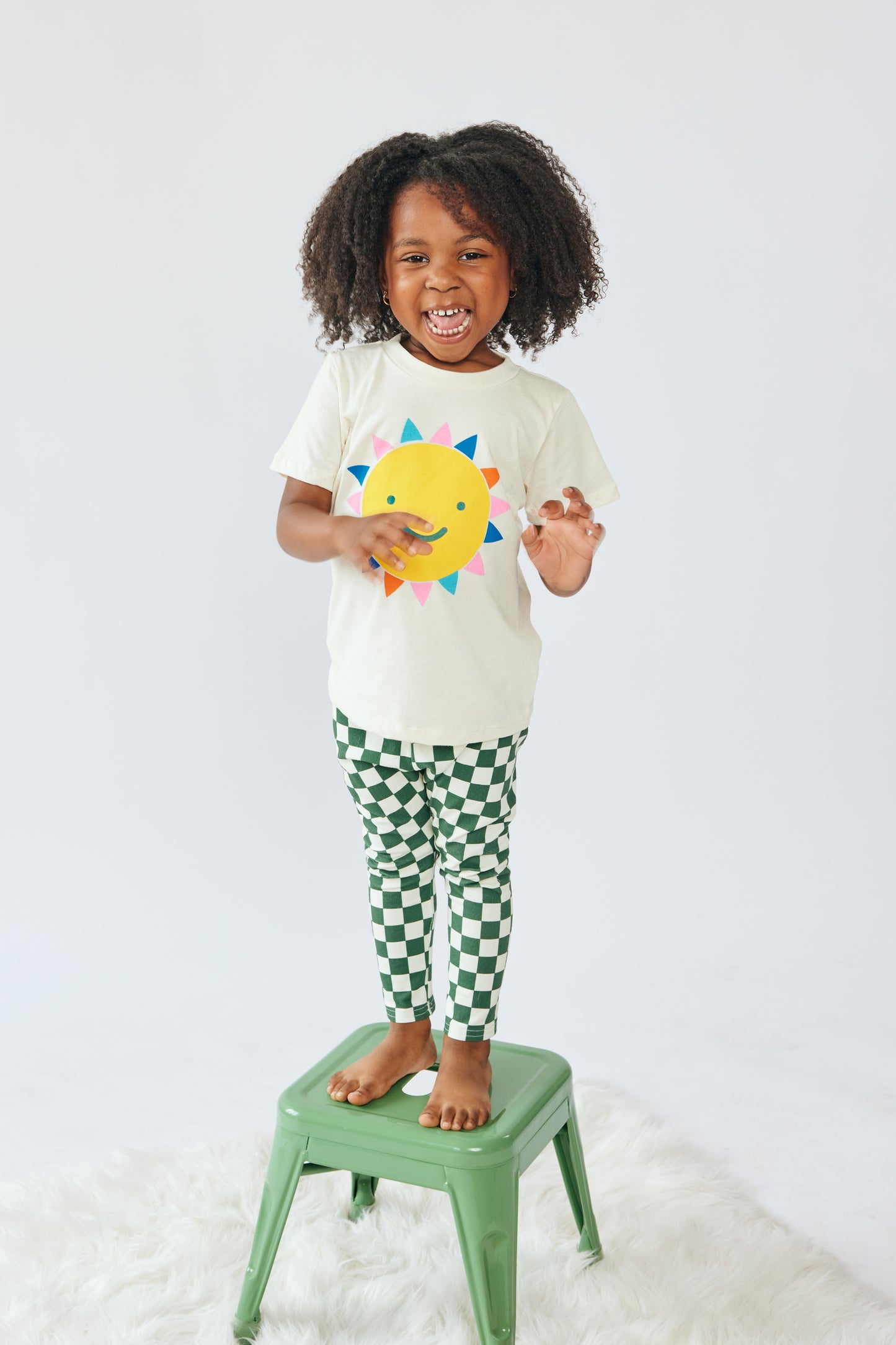 Baby & Kid Organic Leggings - Green Checkers