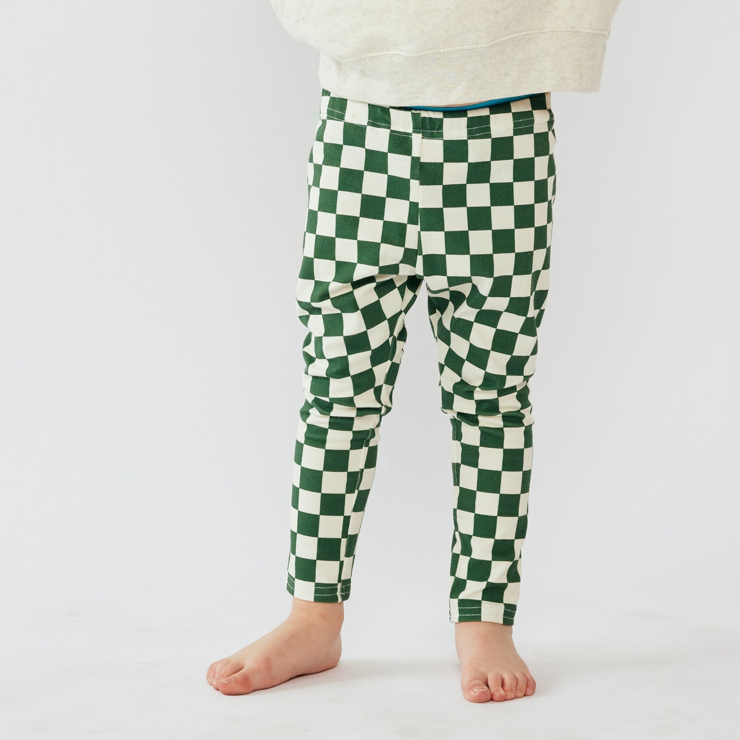 Baby & Kid Organic Leggings - Green Checkers