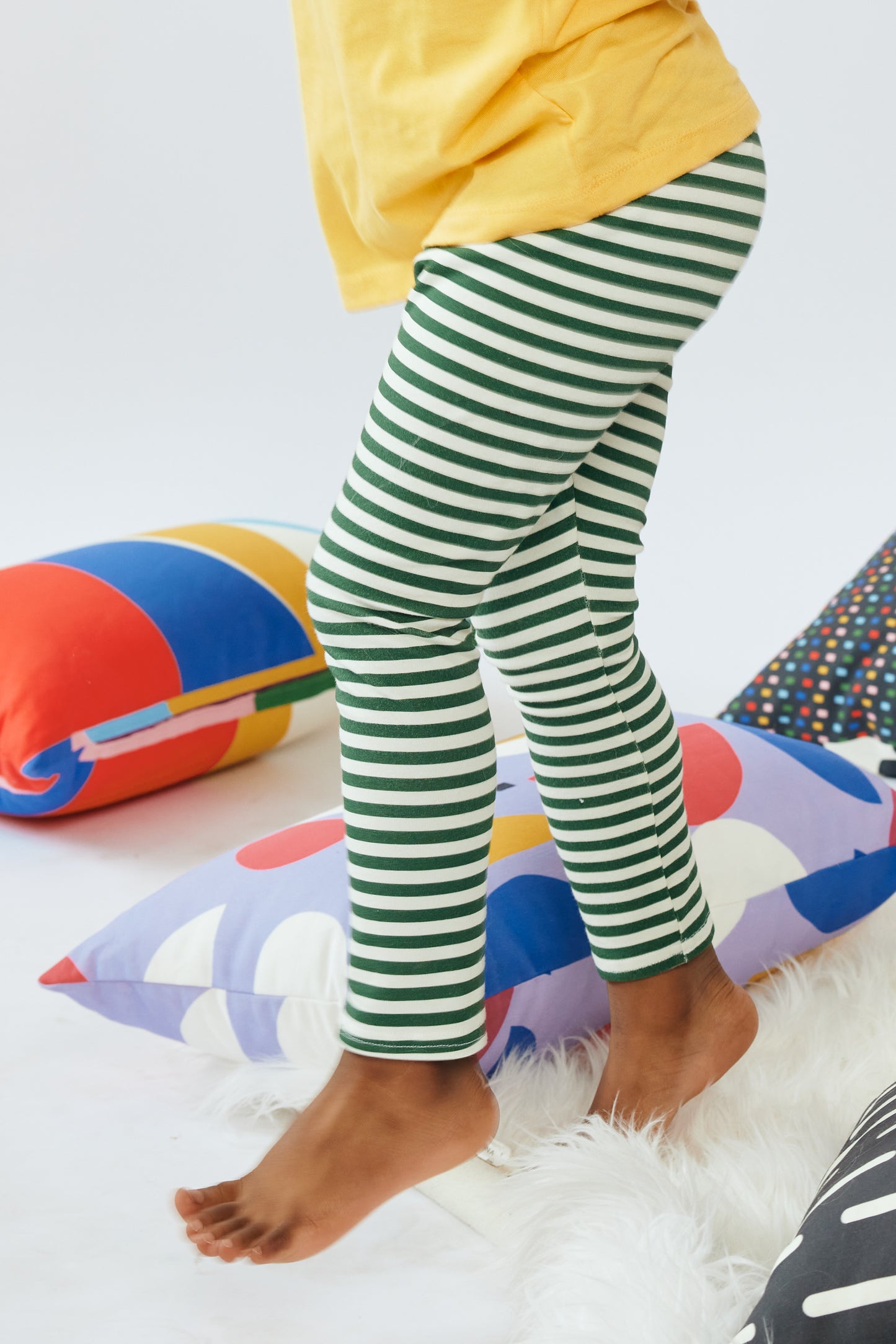 Baby & Kid Organic Leggings - Green Stripes