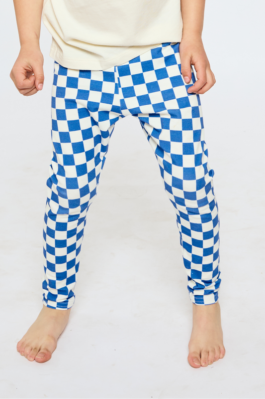 Baby & Kid Organic Leggings - Blue Checkers