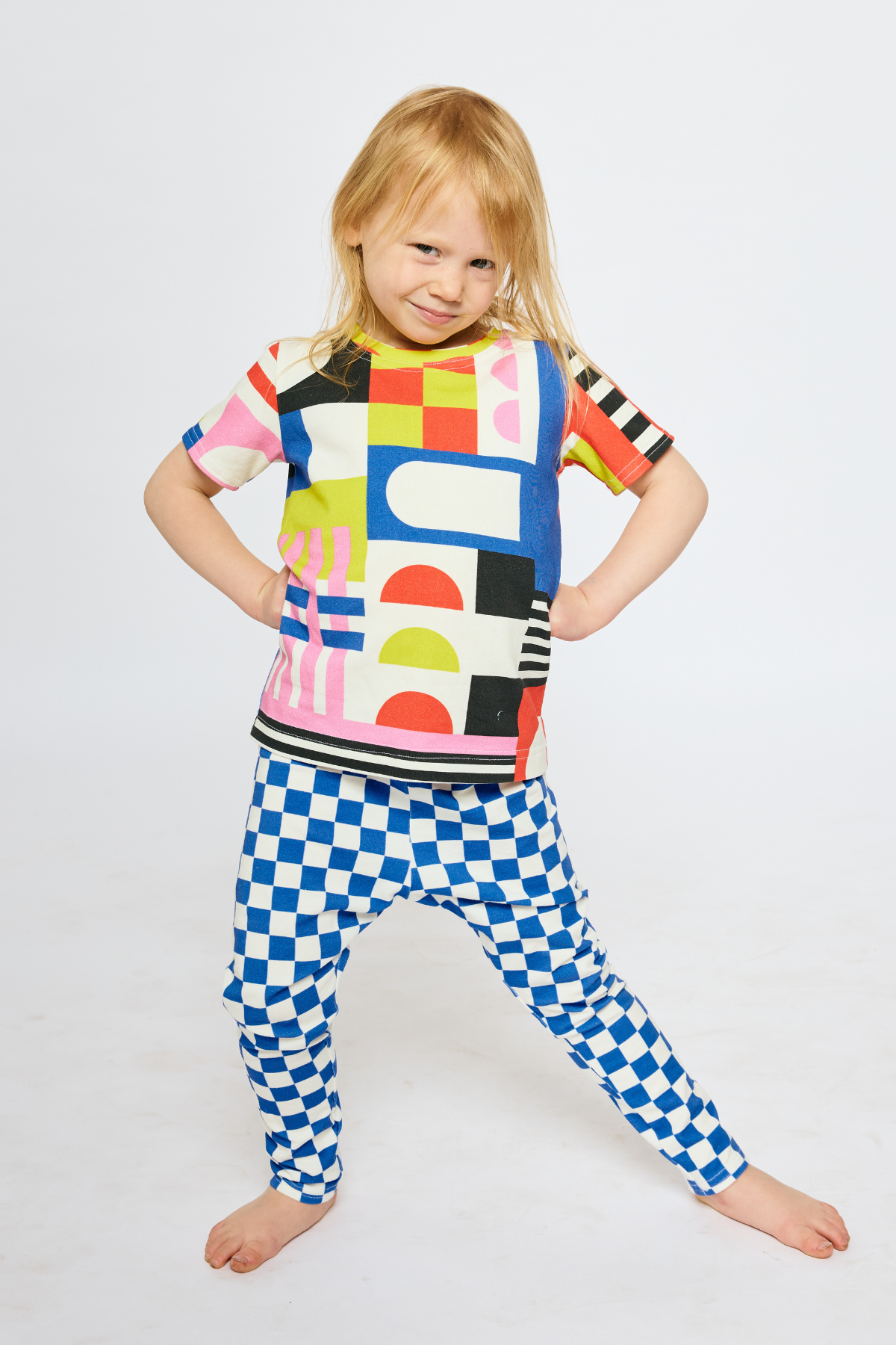 Baby & Kid Organic Leggings - Blue Checkers