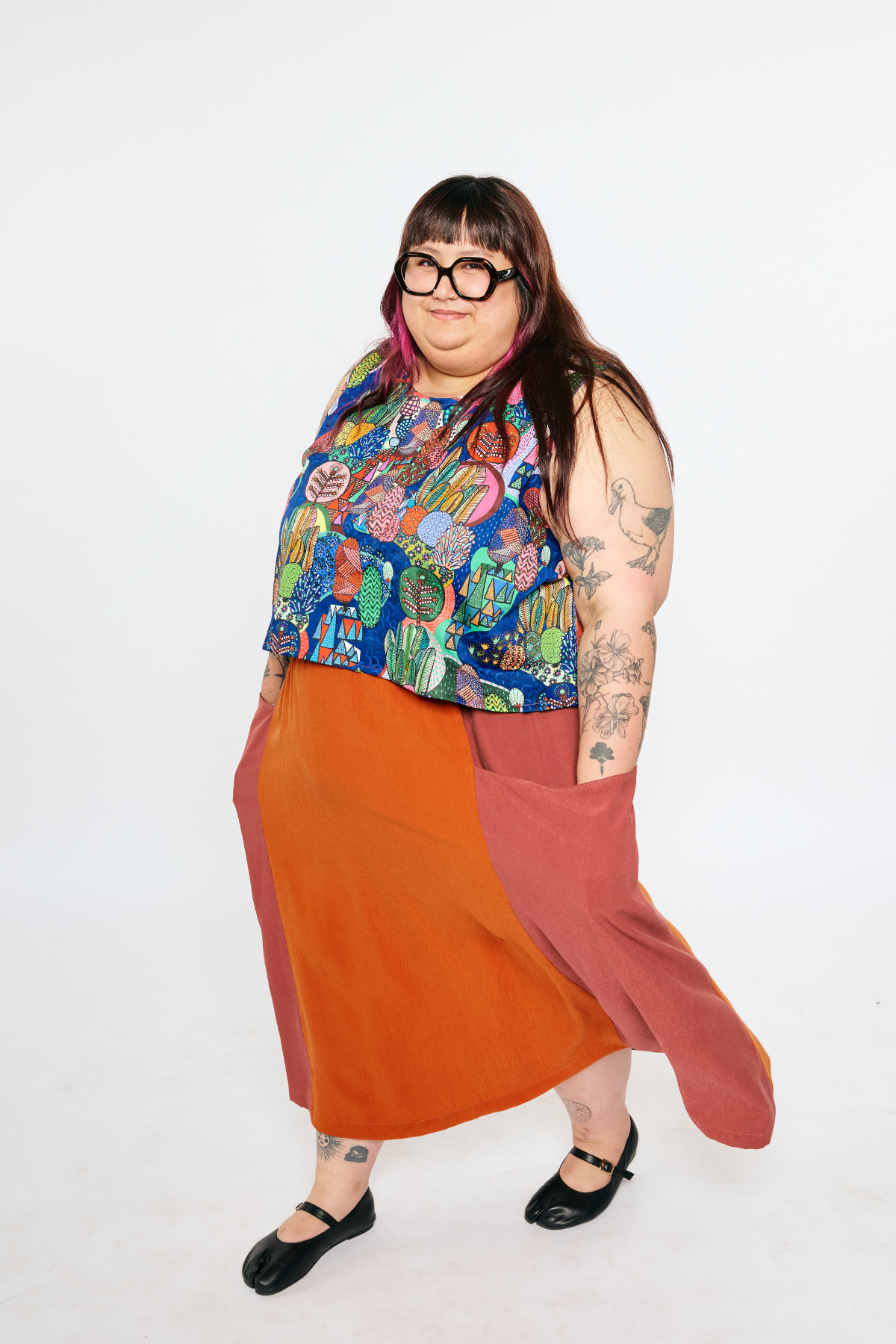 Grown-up Skirt - Warm Colorblock Pockets