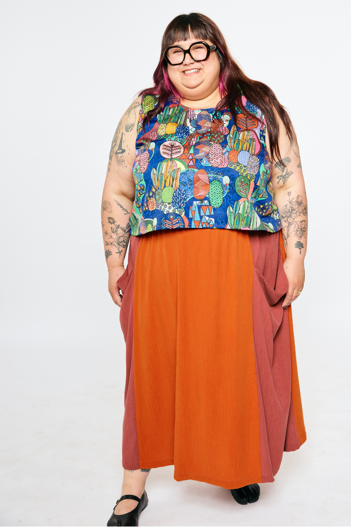 Grown-up Skirt - Warm Colorblock Pockets