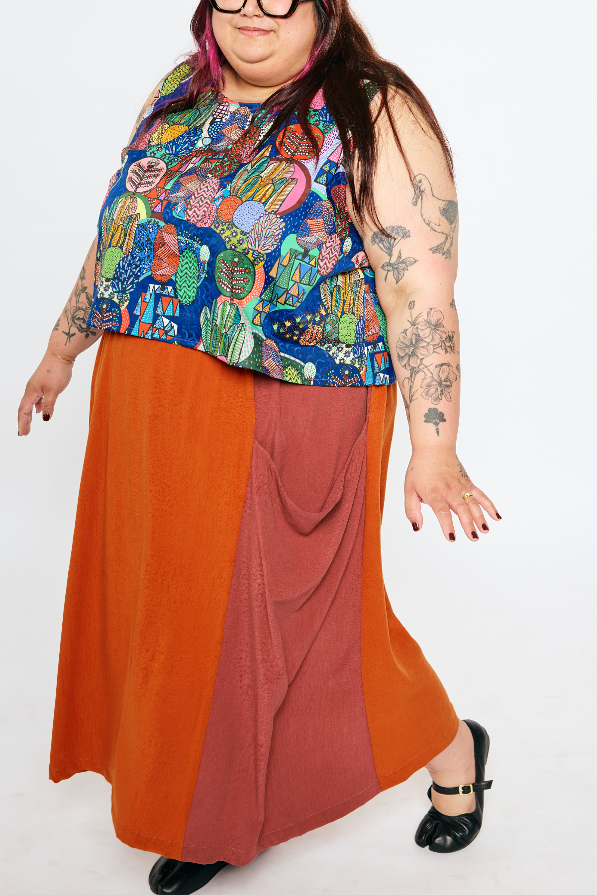Grown-up Skirt - Warm Colorblock Pockets