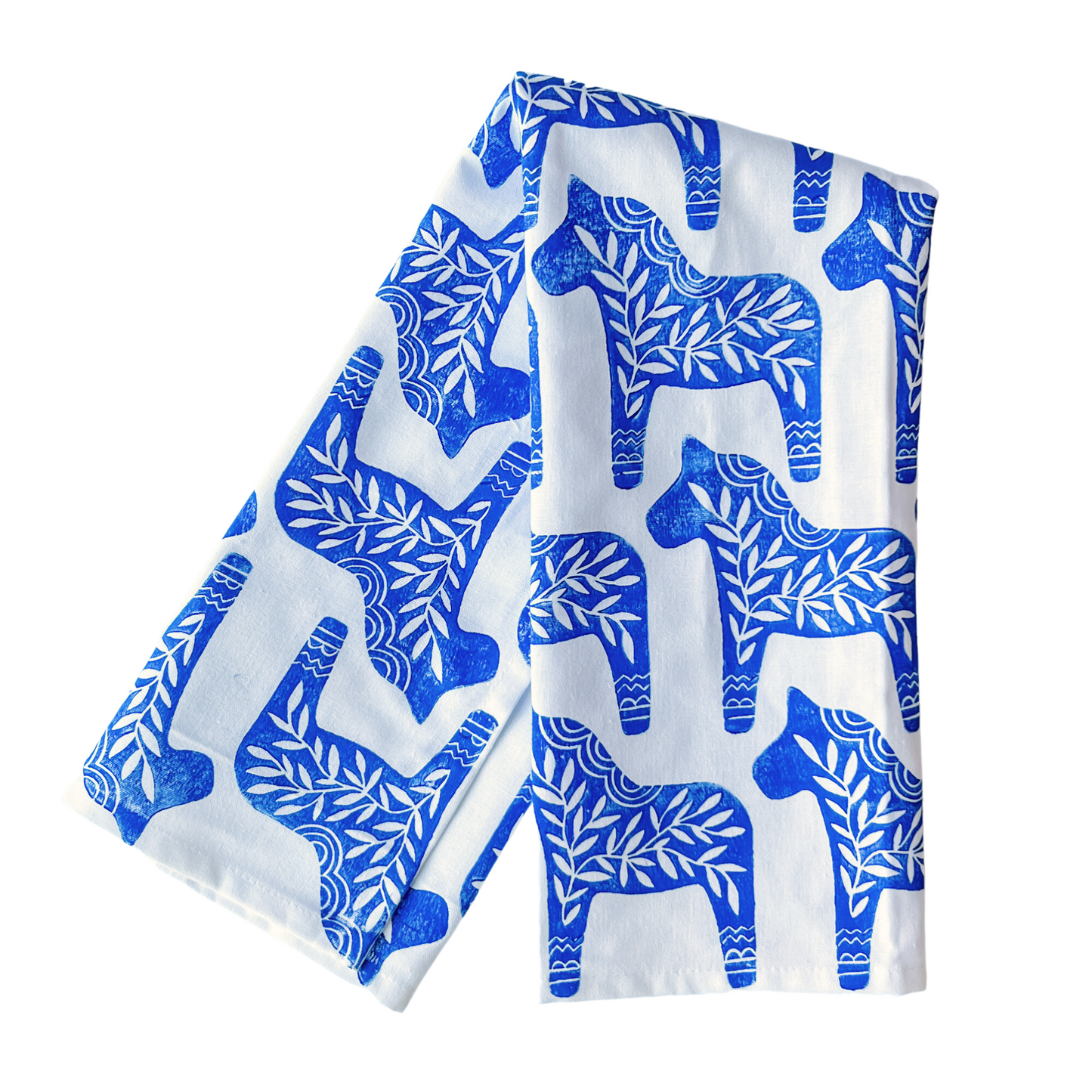 Tea Towel - Blue Dala Horses