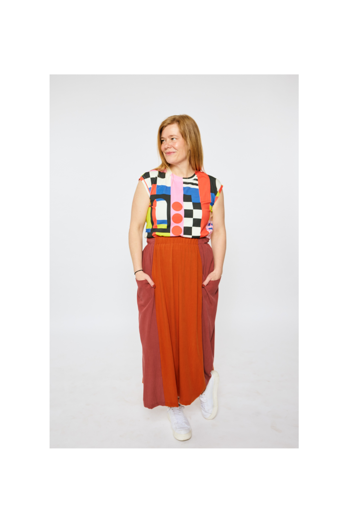 Grown-up Skirt - Warm Colorblock Pockets