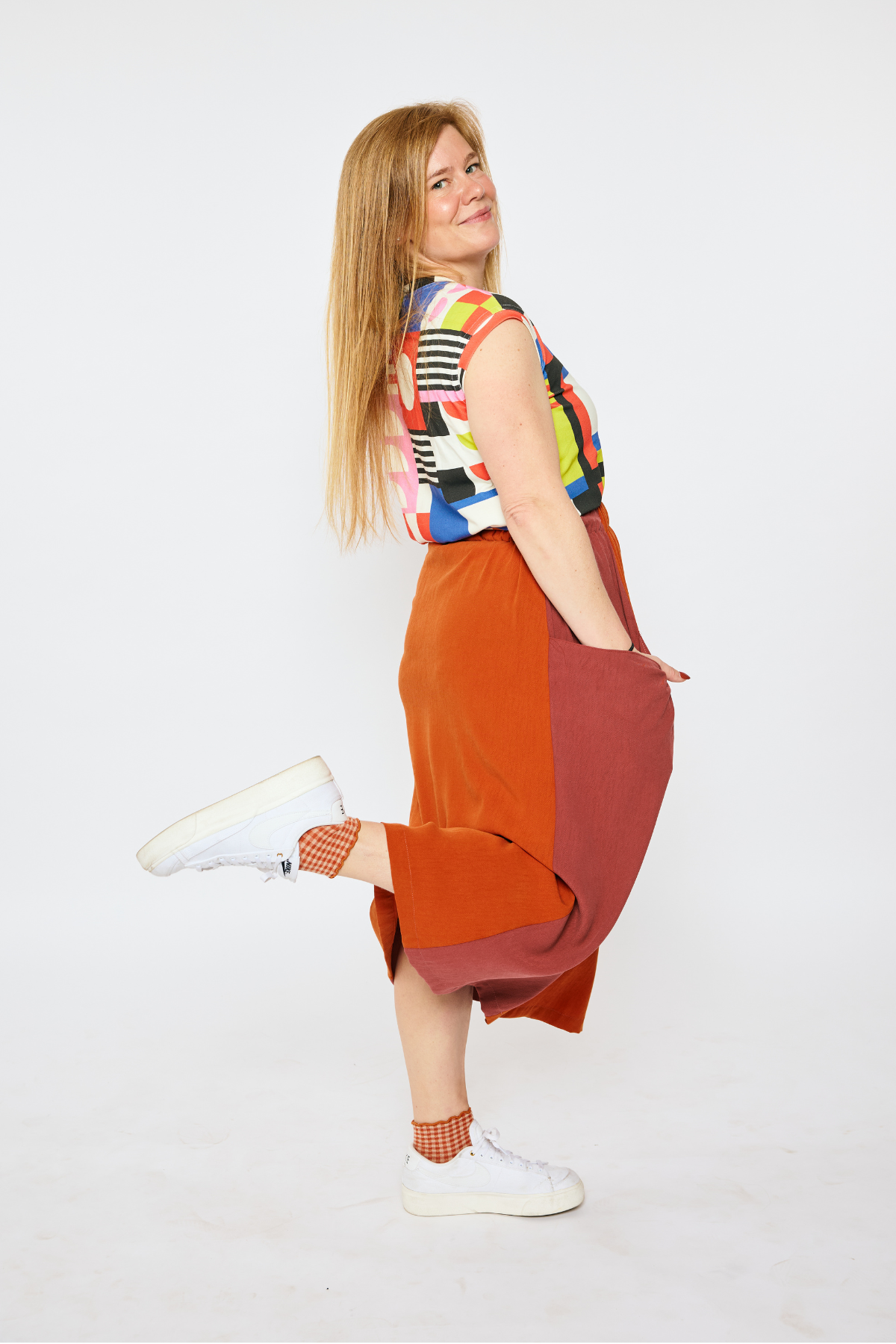 Grown-up Skirt - Warm Colorblock Pockets