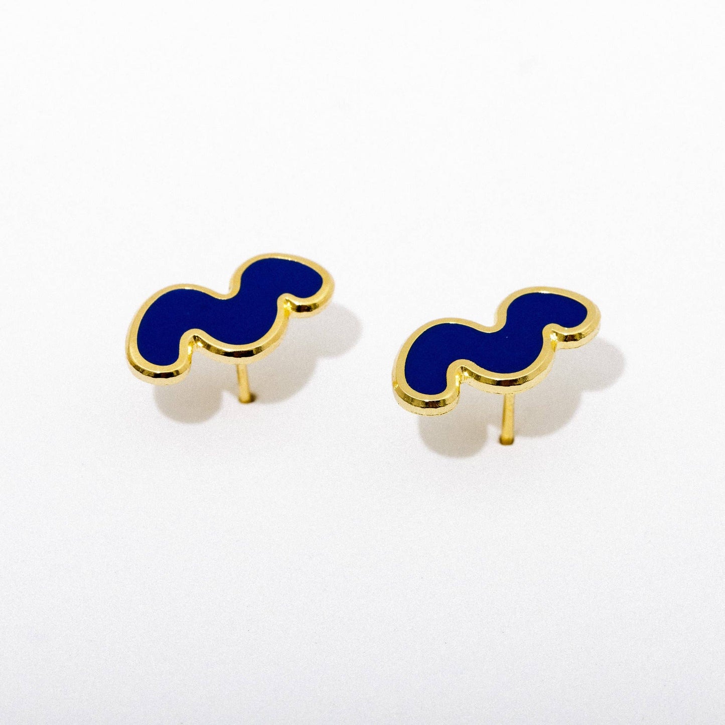 Blue Squiggle Post Earrings