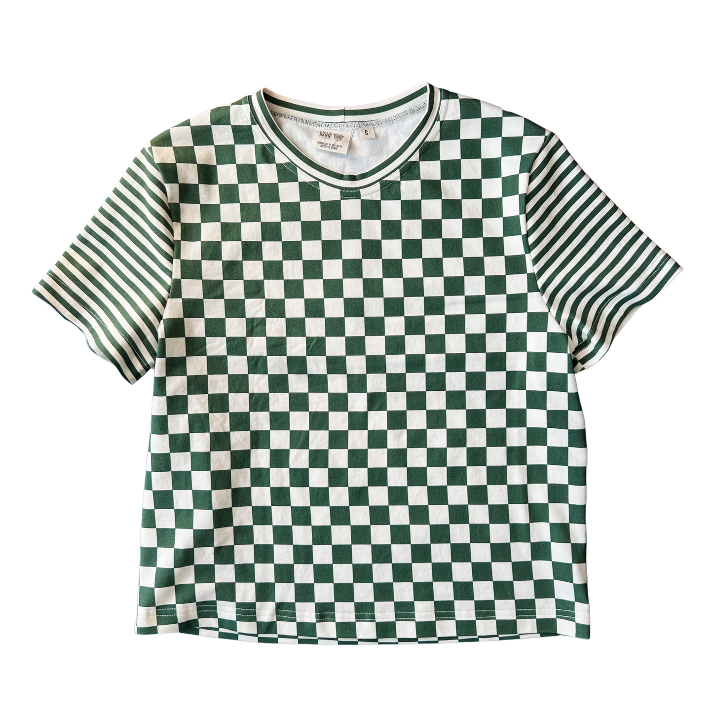 Grown-up Organic T-shirt - Green Checkers