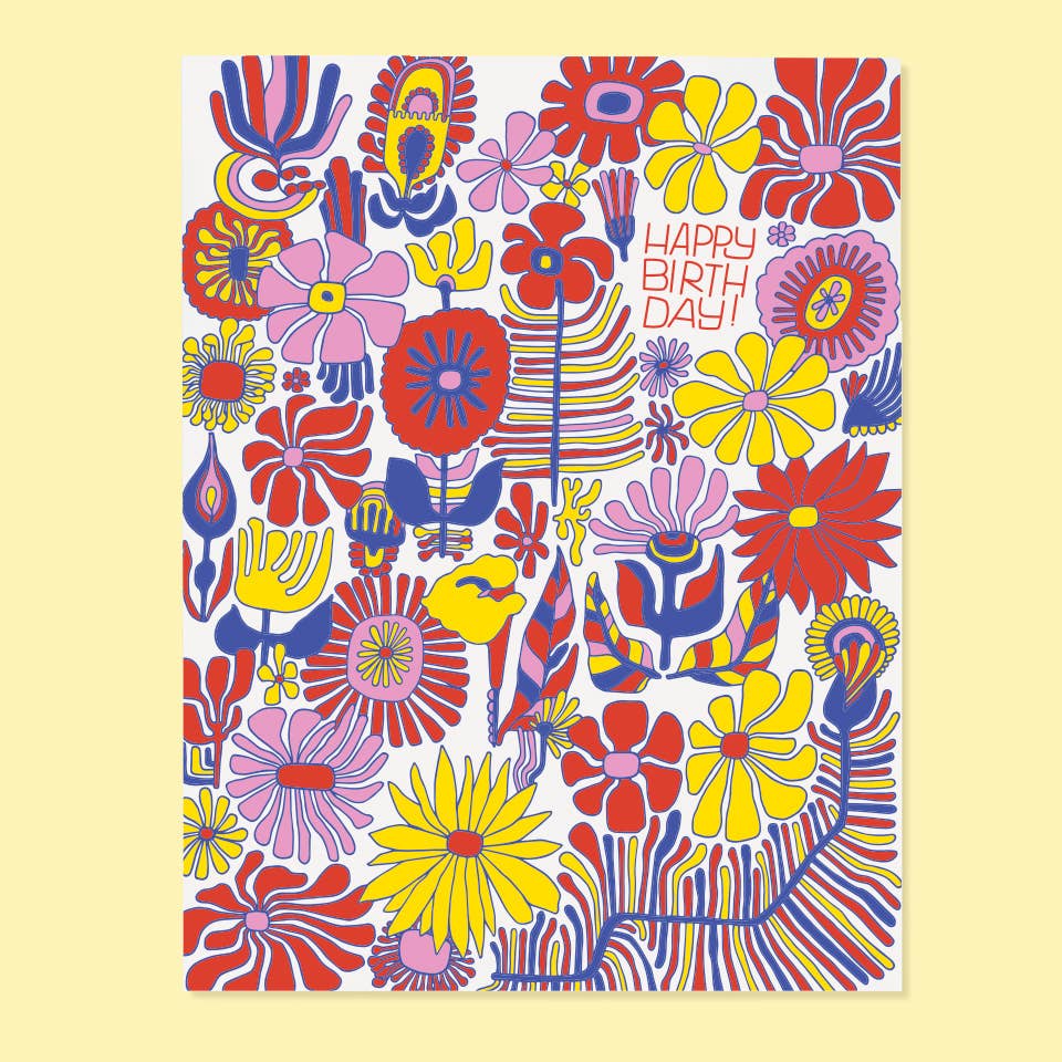 Trippy Floral Bday Card