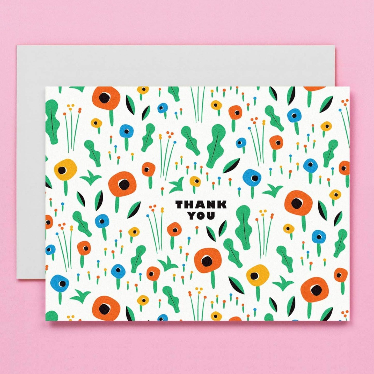 Poppy Field Thank You Card - Blank Inside