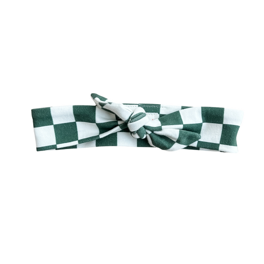 Organic Cotton Stretchy Headbands for Everyone | Green Checkers