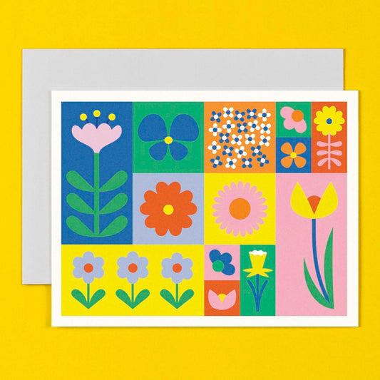 Flower Colorblock - Blank Card