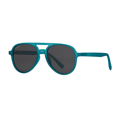 Teal aviator sunglasses for adults with polarized  lenses on a white background