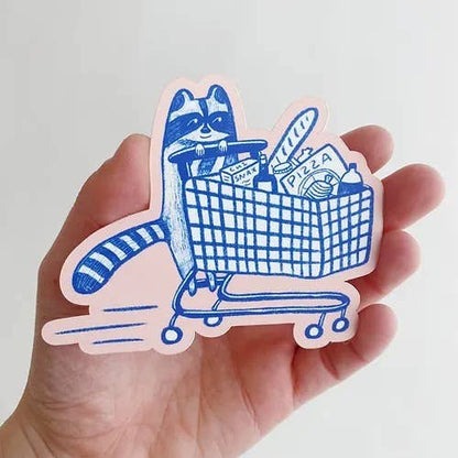 Shopping Raccoon Sticker