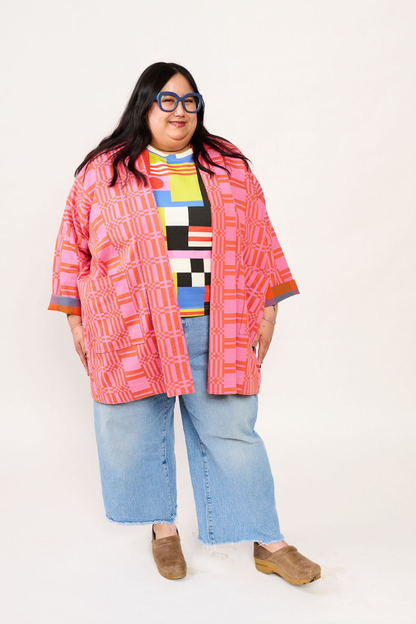 Open Front Cardigan Jacket - Pinky