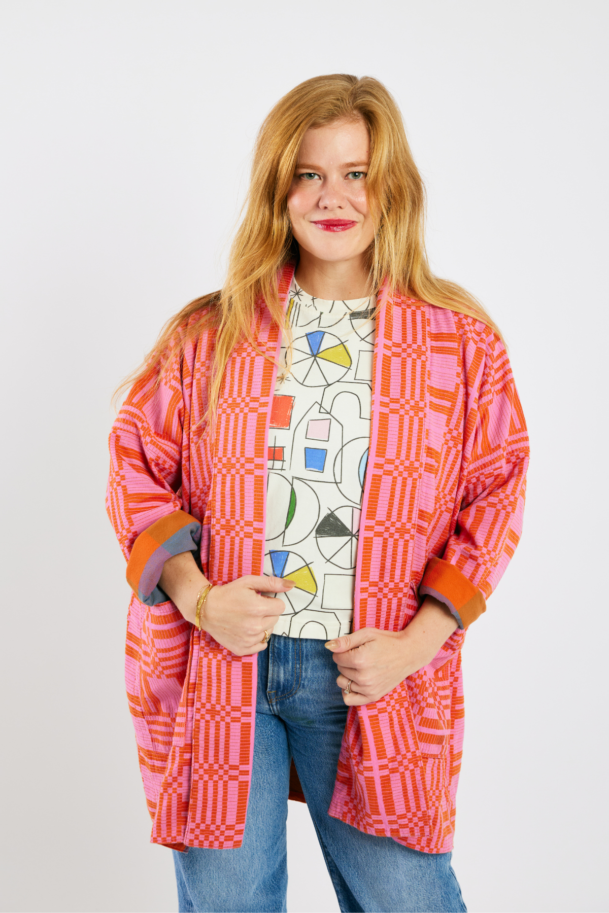 Open Front Cardigan Jacket - Pinky