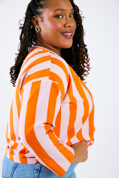Grown-up Round Neck Tee - Sherbet Stripes