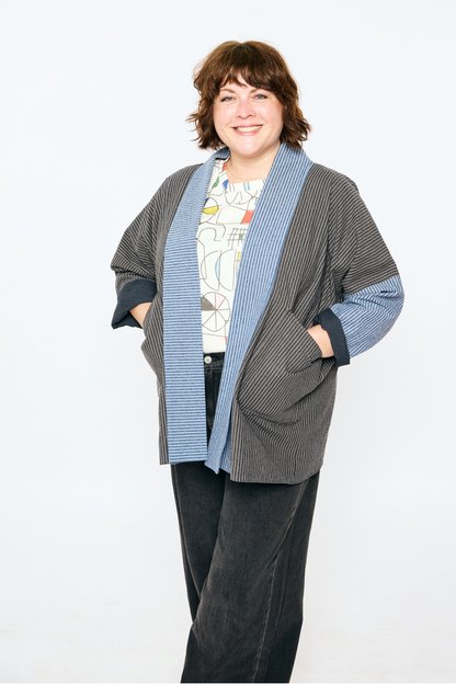 Open Front Cardigan Jacket - Railroad