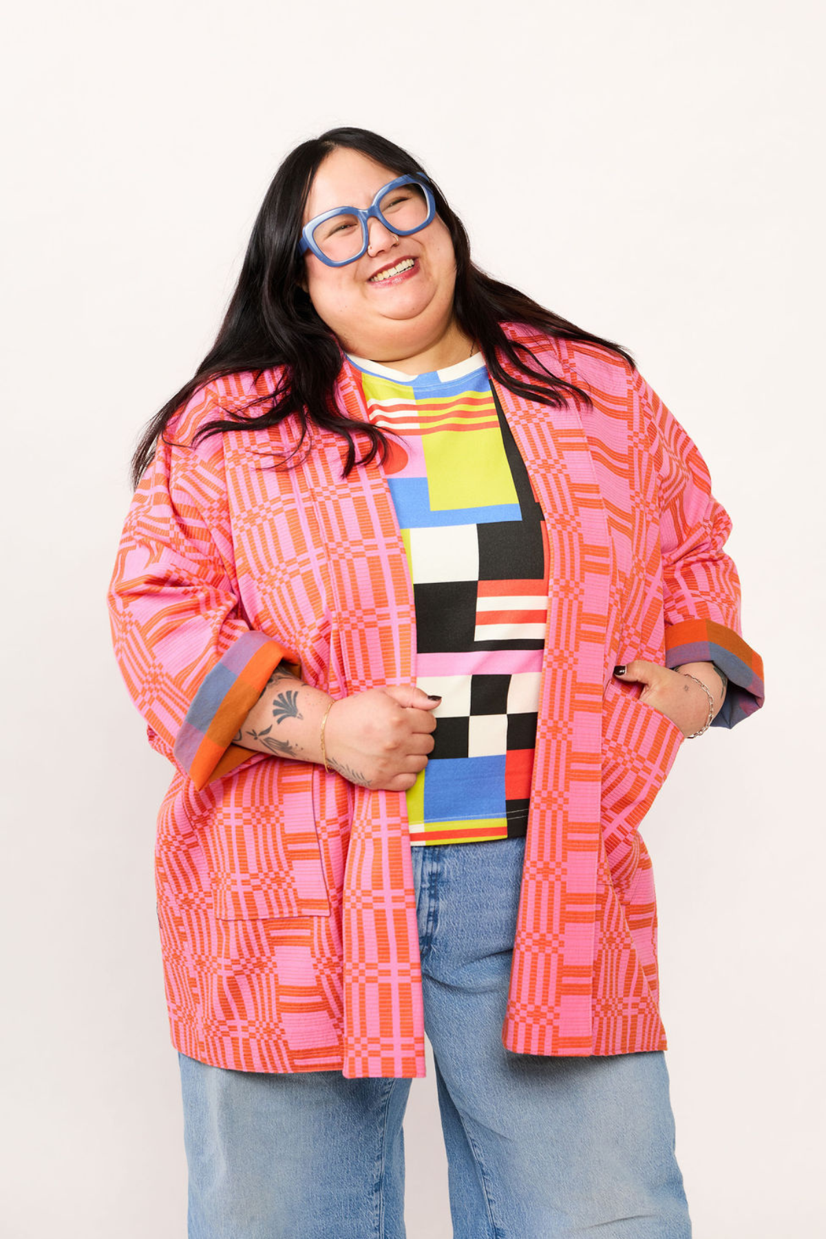 Open Front Cardigan Jacket - Pinky