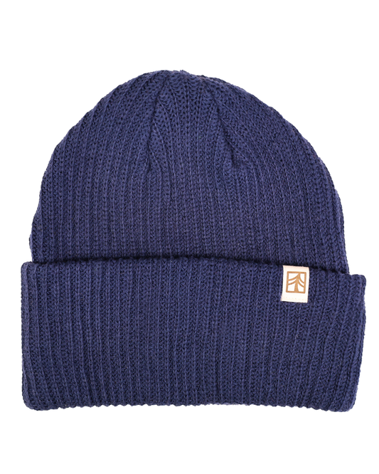organic cotton navy blue beanie hat - fits most kids and adults