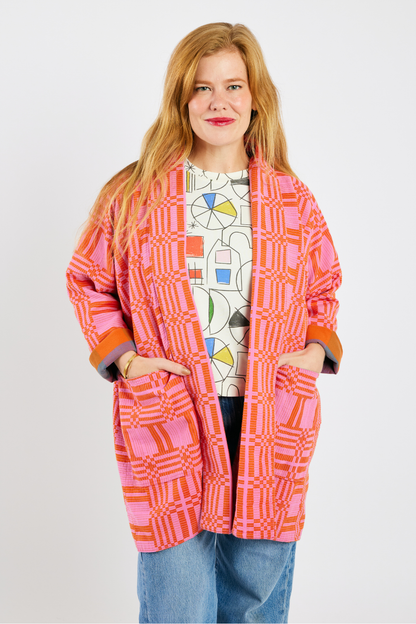 Open Front Cardigan Jacket - Pinky